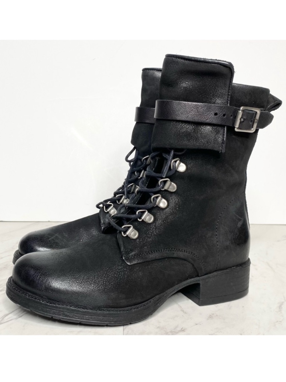 Miz Mooz Nerve Black Leather Lace Up Boot 6 36